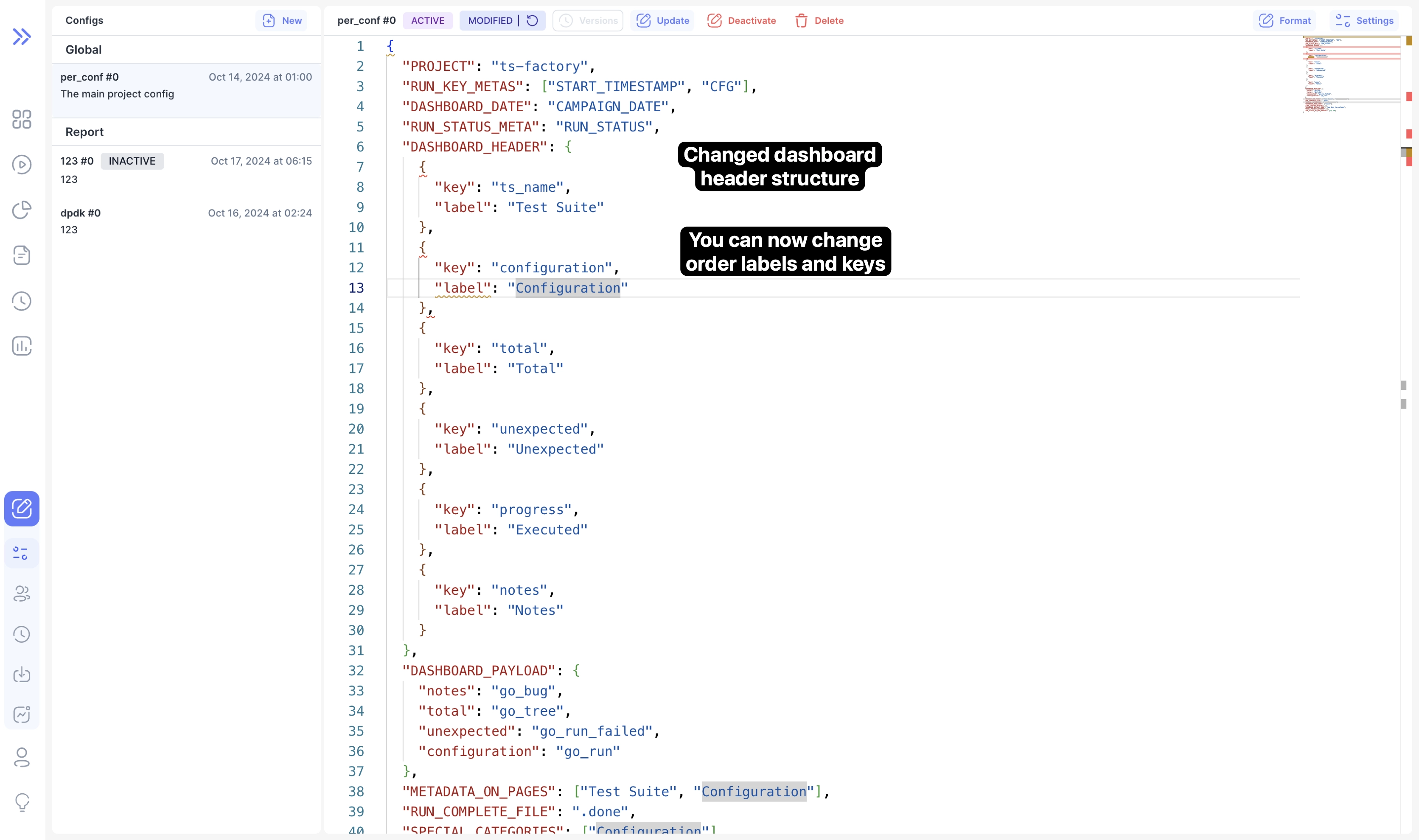 Change Dashboard Headers Order