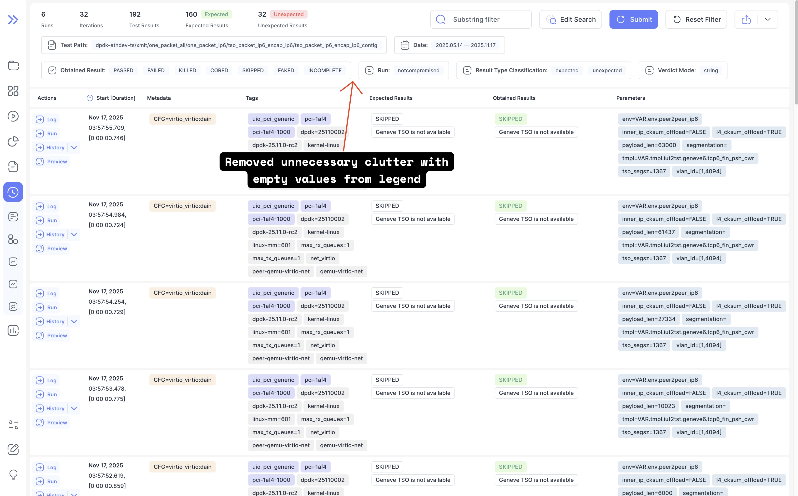 Cleaned up history legend